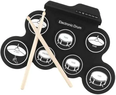 Produktbild von USB-Roll-Up-Drum-Übungspad, 7 Pads, Elektronisches Schlagzeug-Set aus Silikon, 5 Stimmungen, 8 Demonstrationslieder, 3 Rhythmen