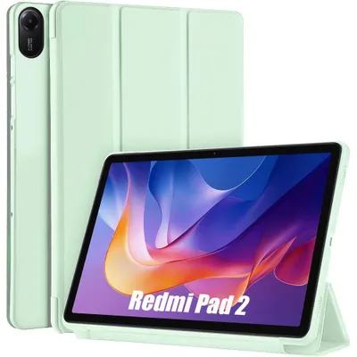 Image de Coque pour Xiaomi Redmi Pad 2, Protection Anti-Rayures avec Support Veille-Réveil - Vert