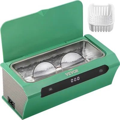 Immagine prodotto di VEVOR Apparecchio per la pulizia a ultrasuoni 220 V Pulitore a ultrasuoni 35 W Apparecchio a ultrasuoni Pulitore per gioielli verde con cestello di pulizia per la pulizia di occhiali, gioielli, orologi, protesi dentarie 500 ml 45 kHz