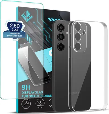 Produktbild von Handyhülle für Samsung Galaxy S24+ mit 9H Displayglas Displayschutz Hülle Transparent Flexibel Elastisch Case Cover Backcover Schutzhülle