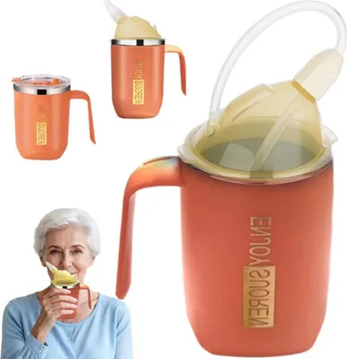 Produktbild von Pflegebecher für ältere Menschen & Patienten – 400ml Schnabelbecher, Trink- und Fütterungsdeckel