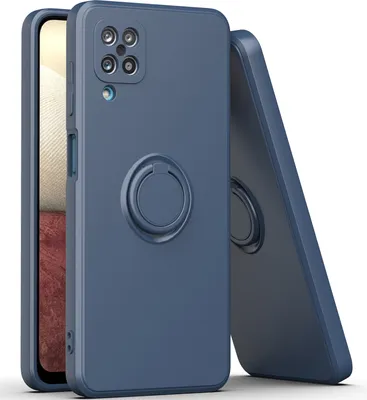 Produktbild von Samsung A12 Handyhülle, Ring Halter Ständer Kratzfeste Weiche Silikon schutzhülle für Samsung Galaxy A12 Blau