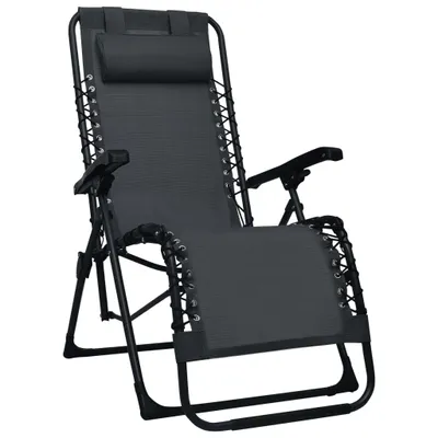 Image de The Living Store Chaise longue pliante Noir Textilène