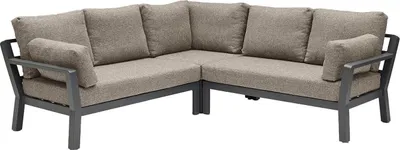 Produktbild von Gartenlounge 3-teilig - Anthrazit - Braun - Aluminiumgestell - mit Kissen