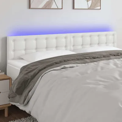 Produktbild von vidaXL LED Kopfteil Weiß 180x5x78/88 cm Kunstleder - LED Kopfteil - LED Kopfteile - Kopfteil - Bett-Kopfteil