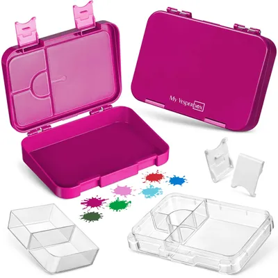 Produktbild von My Vesperbox® Brotdose für Kinder mit Fächern [LEN] - Lunchbox mit Trennfächern - Bento Box - Jausenbox - Brotzeitbox für Schule & Kindergarten - Vesperdose für Jungen & Mädchen – Lila