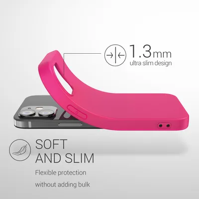 Produktbild von kwmobile Hülle kompatibel mit Apple iPhone 12 / iPhone 12 Pro Hülle - weiches TPU Silikon Case - Cover geeignet für kabelloses Laden - Neon Pink