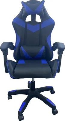 A gaming chair is shown from the front on a white background.