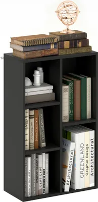 Image de HOMCOM Bibliothèque, étagère de rangement 2 niveaux, meuble de rangement avec 5 compartiments, pour salon, chambre à coucher, bureau, 50 x 24 x 80 cm, noir