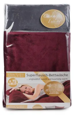 Wendbares Bettwäsche-Set, 155x220 cm, 80x80 cm, Bordeaux/Anthrazit
