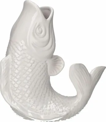 Immagine prodotto di Gift Company Vase Mamsell Koi S, Dekovase in Fisch-Form, Steingut, Weiß, H 25 cm, 1214303001