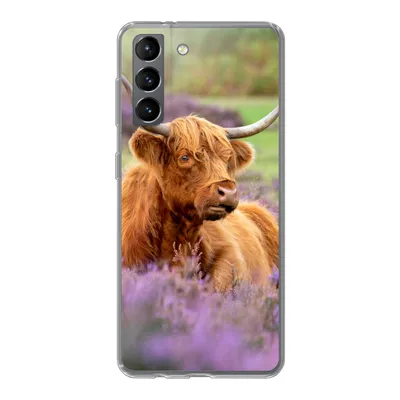 Produktbild von MuchoWow® Handyhülle Schutzhülle Hülle für Samsung Galaxy S21 Schottischer Highlander - Braun - Büsche Silikon Softcase Handy Hülle - Softcase