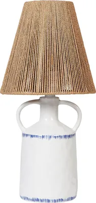 Produktbild von BELIANI Tischlampe Weiß Keramik Vasenform 51 cm Papierschirm Trommelform Kabel mit Schalter Handgefertigt Boho Schlaf- u. Wohnzimmer Beleuchtung