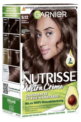 Produktbild von Garnier Nutrisse Crème Cool Browns Haarfarbe 5.12 Kühles Hellbraun