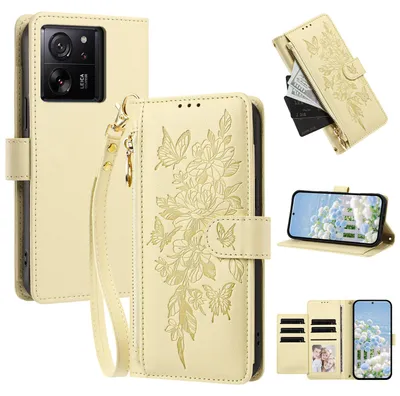 Image de Étui pour Xiaomi 13T / Xiaomi 13T Pro, étui en cuirPolyuréthanede type portefeuille avec compartiments, support pour cartes et dragonne. Jaune