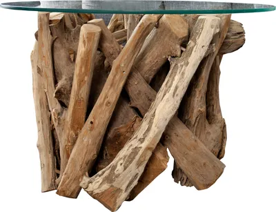 Produktbild von Design Couchtisch NATURE LOUNGE Teakholz mit runder Glasplatte Beistelltisch Wohnzimmertisch Sofatisch