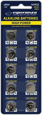 Produktbild von Esperanza EZB105 LR54 AG10 Alkaline-Batterien, 10 Stück