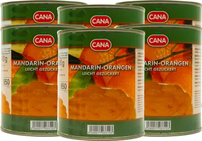 Produktbild von CANA Mandarin-Orangen geschält kernlos 6 Dosen Füllm 800g ATG 480g