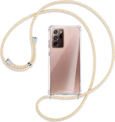 Produktbild von Handykette Backcover-Schutzhülle mit Band (Metall silberfarben) für Samsung Galaxy Note20 Ultra 4G,5G (N985,N986) - gelb/grau/beige