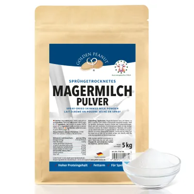 Produktbild von GOLDEN PEANUT Magermilchpulver Trockenmilch fettarm für Backen & Eis 5kg