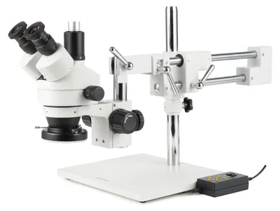 Trinokulares Stereomikroskop 3,5X-90X, 0,5X/2X Barlow, LED-Ringlicht