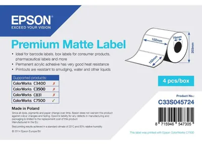 Produktbild von EPSON Premium Matte Label 102x152mm 800 Etiketten, Die-Cut