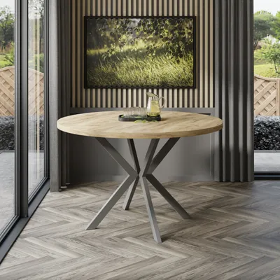 Produktbild von Runder Klapptisch EVERTON 120 cm Beine Graphite Eiche Craft Gold