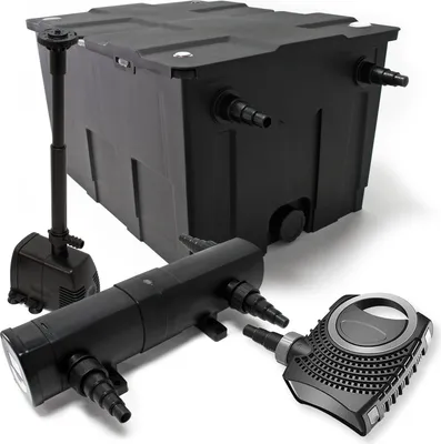 Produktbild von Wiltec Komplettset: CBF-550 Teichfilter bis 60000L Teichfilteranlage als Durchlauffilter, NEO10000 Teichpumpe 10000l/h 80W, CUV-236 Teichklärer UVC Klärer mit 36W, HJ-943 Springbrunnenpumpe 800l/h 16W