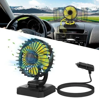 Obrázek produktu pro Autoventilátor 12 V, přenosný elektrický ventilátor do auta, otočný o 360 stupňů, pro SUV a karavany, přenosný ventilátor na léto