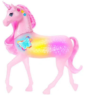 Produktbild von Mattel Barbie funkelnd leuchtendes Einhorn mit 20 interaktiven Kombinationen aus Lichtern, Geräuschen und Musik