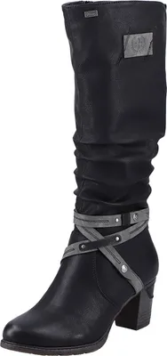Produktbild von Rieker Damen Stiefel Langschaft Warmfutter Zierbänder gesteppter Schaft 96054, Größe:39 EU, Farbe:Schwarz