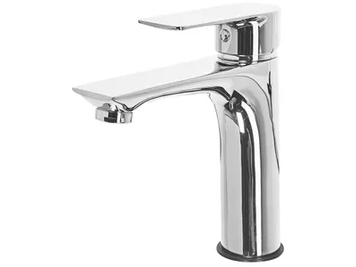Image de BELIANI Mitigeur en laiton argenté avec bec plat salle de bain