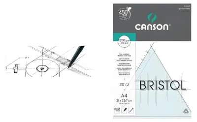 Immagine prodotto di CANSON C200457120 CANSON Blocco da disegno Bristol, DIN A4, 250 g/m², bianco