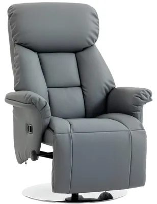 Productafbeelding van Relaxfauteuil, verstelbare rugleuning, lederlook, voetensteun, tot 120 kg, 78 x 80 x 109 cm, grijs