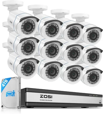 Produktbild von ZOSI 1080P 16CH Überwachungskamera Set Aussen, Personen- und Fahrzeugerkennung, 4TB DVR Rekorder, Videoüberwachung für Haus- und Geschäftsüberwachung