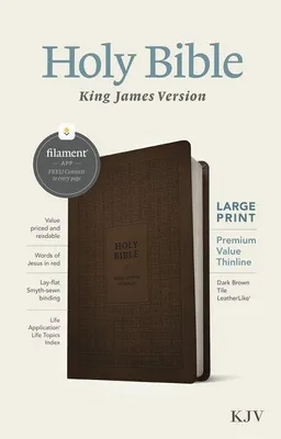 Produktbild von KJV Large Print Premium Value Thinline Bible, Filament Enabled (Leatherlike, Dark Brown Tile, Red Letter)