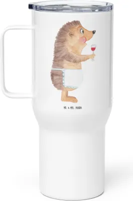 Produktbild von Mr. & Mrs. Panda To-Go-Becher Igel Wein - Weiß - Geschenk, Lustige Sprüche, Edelstahl-Thermobecher, Rotwein, Weinglas, Kaffee-to-go-Becher, Großer Thermobecher, Weißwein
