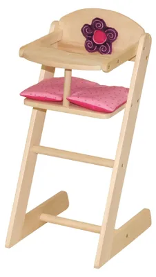 Produktbild von roba Puppenhochstuhl aus Holz - Serie 'Happy Fee' - für Puppen und Babypuppen -Natur mit Blume