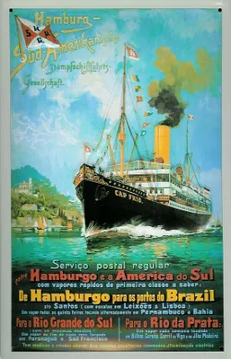 Produktbild von Blechschild Hamburg Süd Postdampfer Reederei Plakat Dampfer Schiff Schild Nostalgieschild
