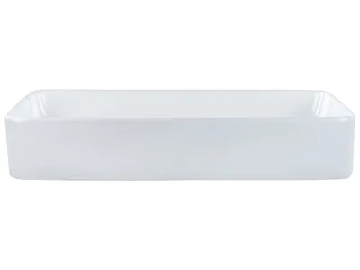 Produktbild von BELIANI Waschbecken Weiß Keramik Rechteckig 61x35 cm ohne Überlauf ohne Ablaufgarnitur Badezimmer Ausstattung Waschschale Waschtisch Aufsatzwaschbecken