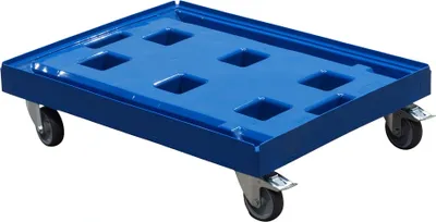 Produktbild von Transportroller Gigant 800 x 600 mm Typ B-F - 2 Bremsen und Lenkrollen : blau Farbe: blau