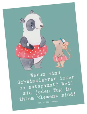 Produktbild von Mr. & Mrs. Panda Postkarte Entspannte Schwimmlehrer - Meeresbrise - Geschenk, Berufsprodukte, Schwimmen, Beruf, Sicherheit, Geschenke mit Herz, Zitat, Lehrer, bildkarte