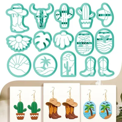 Productafbeelding van Set van 15 Boheemse Uitsteekvormen voor Klei en Sieraden