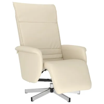 Zdjęcie produktu dla vidaXL Fotel Relax z podnóżkiem kremowy imitacja skóry