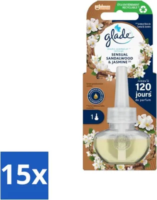 Zdjęcie produktu dla Glade - Electric Oil Refill - Sensual Sandalwood Jasmine - 20 ml - Value Pack - 15 sztuk
