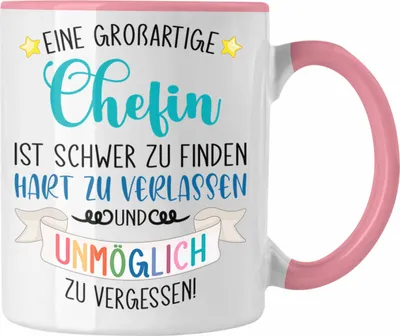 Produktbild von Trendation - Chefin Abschied Abschiedsgeschenk Chefinnen Tasse mit Spruch Grossartige Chefin Geschenkidee (Rosa)