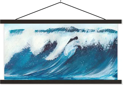 Produktbild von MuchoWow® Textilposter Meer - Golf - Aquarell 90x45 cm mit schwarzem Rahmen - Klemmleisten