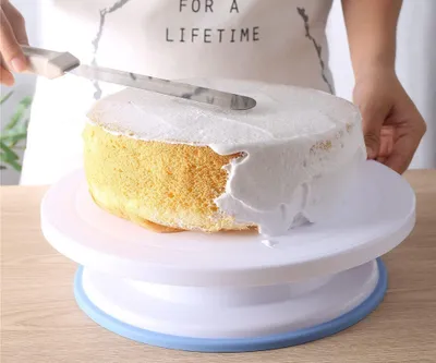 Produktbild von GKA Tortenplatte drehbar Tortenständer Kuchen Drehteller zum Dekorieren von Torten 28 cm