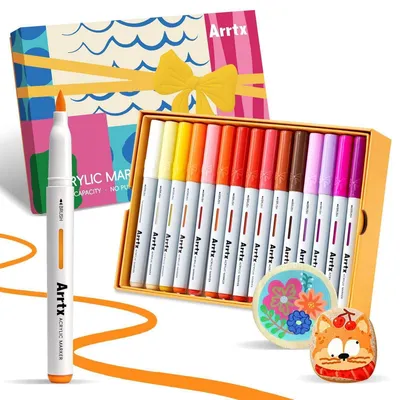 Produktbild von Acrylstifte für Steine, 30 Farben, Wasserfest, Schnelltrocknend, Ungiftig, für Glas, Holz, Keramik, DIY