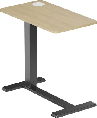 Produktbild von PureMounts Mobiler Beistell-Tisch höhenverstellbar, Höhenverstellbarkeit 64,0cm bis 99,9cm, bis zu 7kg belastbar, feststellbare Rollen, integrierter Getränkehalter, schwarz/holz